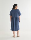Studio Curve Knee Gather Knit Dress, Denim product photo View 02 S
