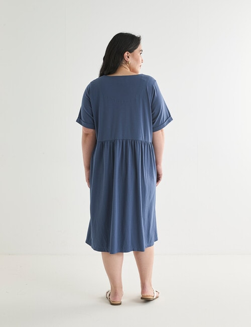 Studio Curve Knee Gather Knit Dress, Denim product photo View 02 L