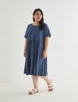 Studio Curve Knee Gather Knit Dress, Denim product photo View 03 S