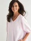 Ella J Linen V-Neck Top, Pale Pink product photo