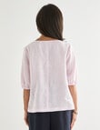 Ella J Linen V-Neck Top, Pale Pink product photo View 02 S