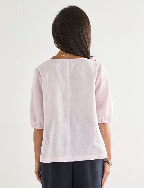 Ella J Linen V-Neck Top, Pale Pink product photo View 02 L