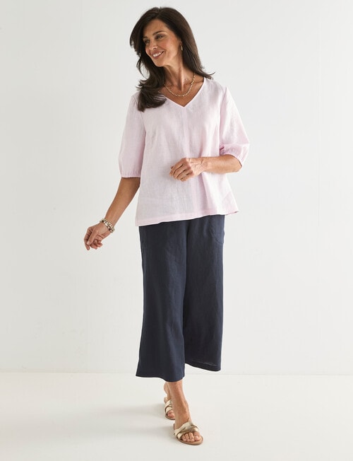 Ella J Linen V-Neck Top, Pale Pink product photo View 03 L