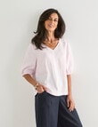 Ella J Linen V-Neck Top, Pale Pink product photo View 04 S