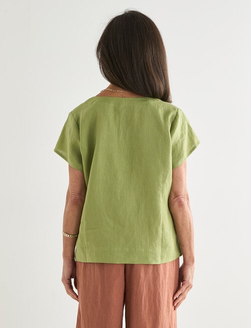 Ella J Linen Top, Moss product photo View 02 L
