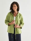Ella J Linen Hooded Jacket, Moss product photo View 04 S