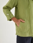 Ella J Linen Hooded Jacket, Moss product photo View 05 S