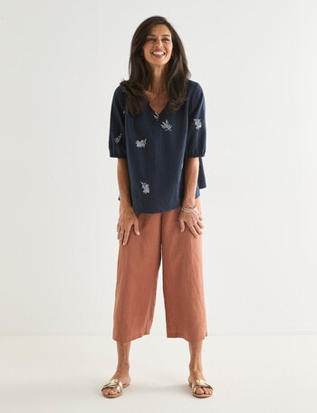 Ella J Linen Crop Pant, Copper product photo