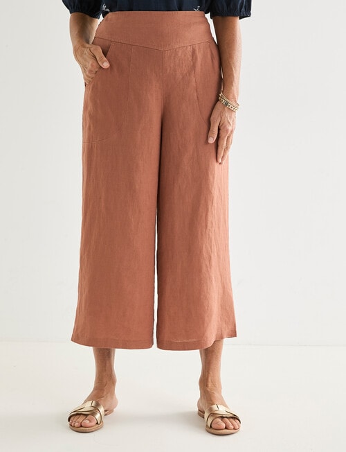 Ella J Linen Crop Pant, Copper product photo View 04 L