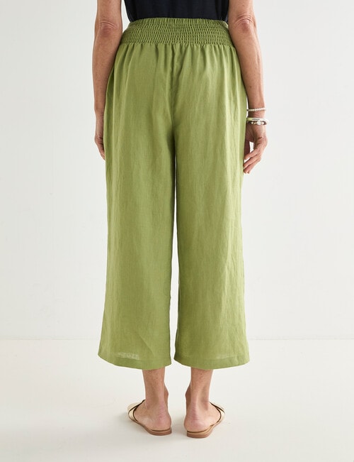 Ella J Linen Crop Pant, Moss product photo View 02 L