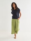 Ella J Linen Crop Pant, Moss product photo View 03 S