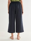 Ella J Linen Crop Pant, Navy product photo View 02 S