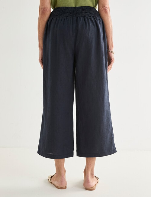 Ella J Linen Crop Pant, Navy product photo View 02 L