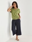 Ella J Linen Crop Pant, Navy product photo View 03 S
