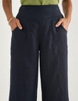 Ella J Linen Crop Pant, Navy product photo View 04 S