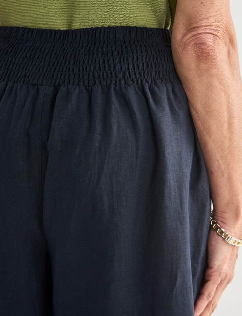 Ella J Linen Crop Pant, Navy product photo View 05 L