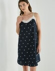 Whistle Sleep Cotton Strappy Nightie, Navy Print product photo