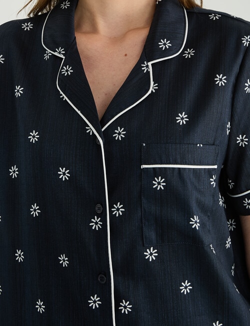 Whistle Sleep Cotton Cropped PJ Set, Navy Print product photo View 04 L