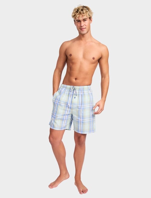 Mitch Dowd Summer Dawn Check Bamboo Boxer, Blue & Green product photo View 05 L