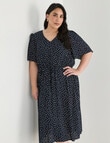 Studio Curve Drawcord Empire Dress, Spot Navy & White product photo