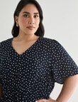Studio Curve Drawcord Empire Dress, Spot Navy & White product photo View 04 S