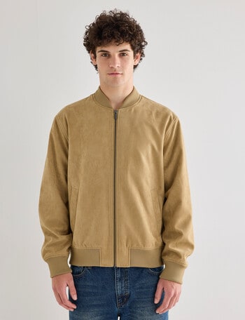 Gasoline Suede Bomber, Tan product photo