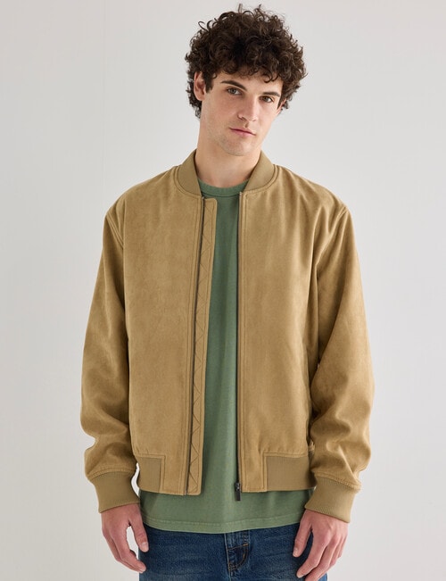 Gasoline Suede Bomber, Tan product photo View 04 L