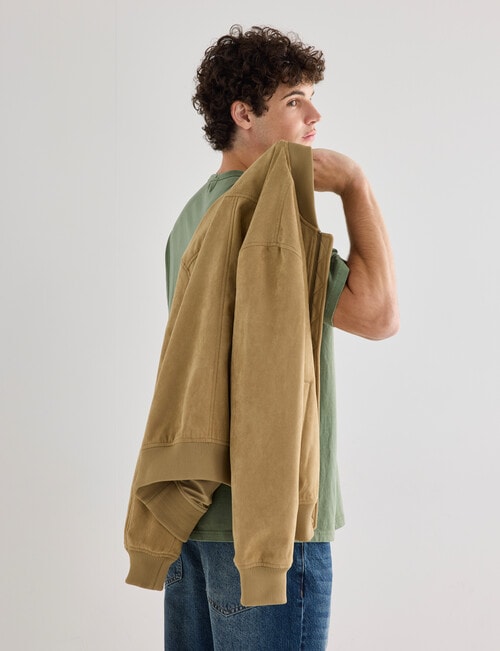 Gasoline Suede Bomber, Tan product photo View 10 L