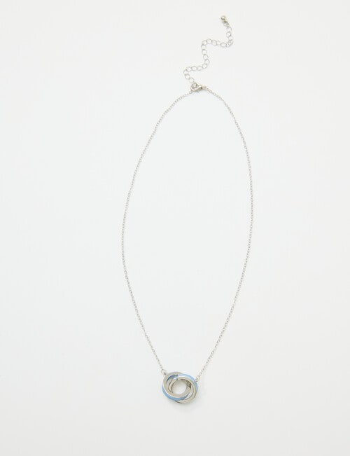 Whistle Enamel Ring Necklace, Blue & Silver Tone product photo