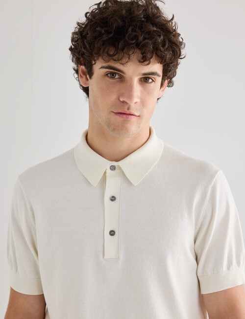 Gasoline Savant Knit Polo Shirt, White product photo