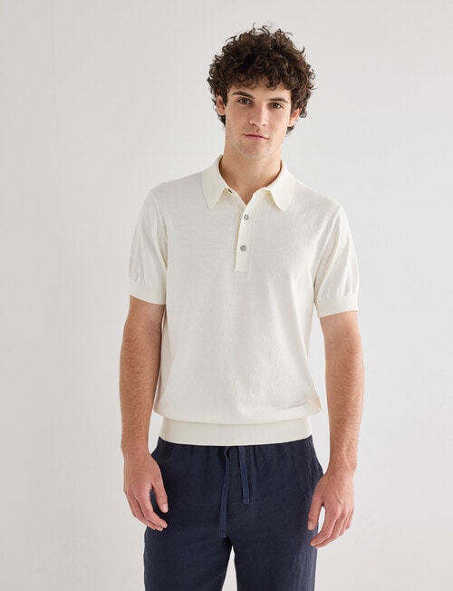 Gasoline Savant Knit Polo Shirt, White product photo View 04 L