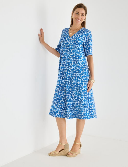Ella J Knit Dress, Bright Blue Print product photo View 03 L