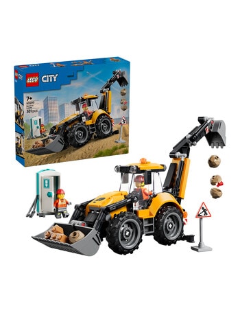 LEGO City City Yellow Backhoe Loader Construction, 60480 product photo