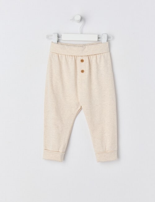 Little Bundle Essential Unisex Pant, Oat Marle Stripe product photo