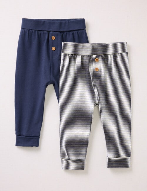 Little Bundle Essentials Pants Set, 2-Piece, Navy & Navy Stripe product photo
