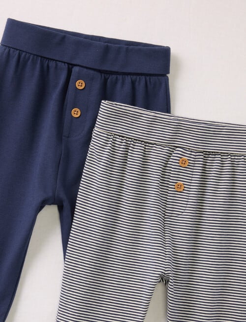 Little Bundle Essentials Pants Set, 2-Piece, Navy & Navy Stripe product photo View 02 L