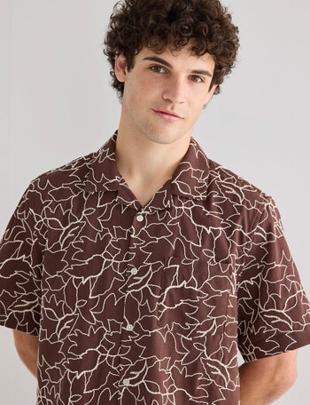 Gasoline Cuban Flora Shirt, Chocolate product photo