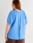 Amy & Ivy Short Sleeve Pleated V-Neck Top, Cornflower product photo View 02 S