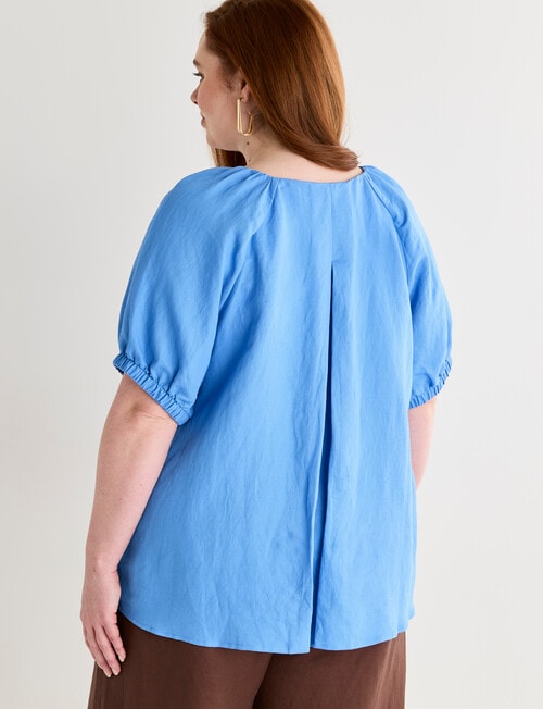 Amy & Ivy Short Sleeve Pleated V-Neck Top, Cornflower product photo View 02 L