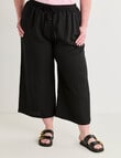 Amy & Ivy Drawcord Wide Leg 7/8 Pant, Black product photo