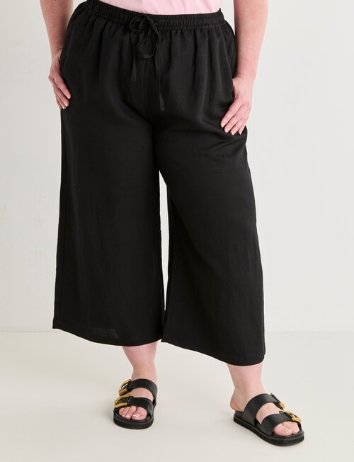 Amy & Ivy Drawcord Wide Leg 7/8 Pant, Black product photo