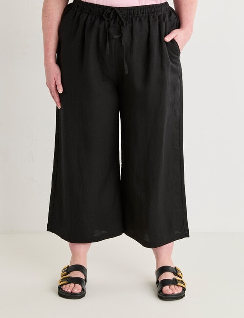 Amy & Ivy Drawcord Wide Leg 7/8 Pant, Black product photo View 06 L
