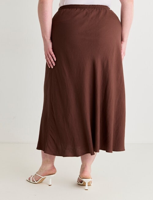 Amy & Ivy Tie Front Bias Cut Skirt, Chocolate product photo View 02 L
