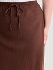 Amy & Ivy Tie Front Bias Cut Skirt, Chocolate product photo View 04 S