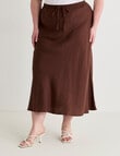 Amy & Ivy Tie Front Bias Cut Skirt, Chocolate product photo View 07 S