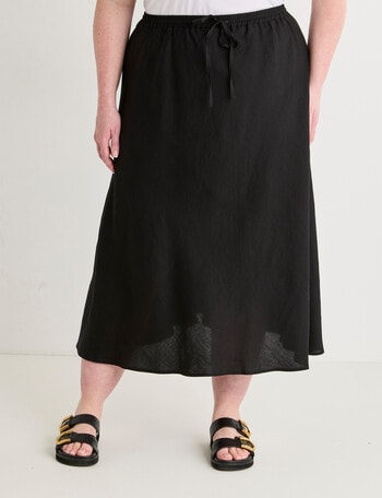Amy & Ivy Tie Front Bias Cut Skirt, Black product photo
