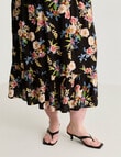 Amy & Ivy Shirred X-Over Neck Midi Dress, Noir Blooms Print product photo View 06 S