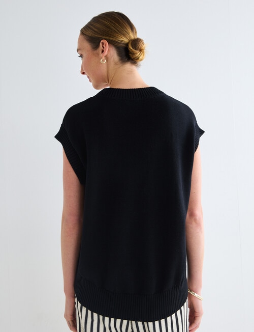 Jigsaw Curve Cotton Vest, Black product photo View 02 L