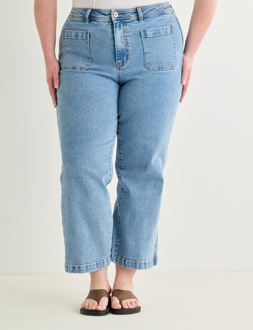 Amy & Ivy Pocket Front Flared Crop Jean, Blue Wash product photo