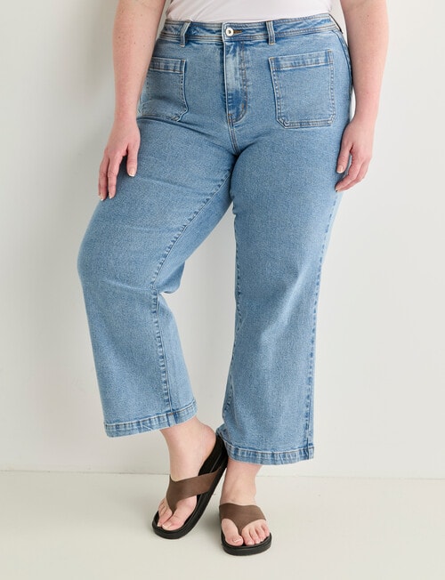 Amy & Ivy Pocket Front Flared Crop Jean, Blue Wash product photo View 05 L